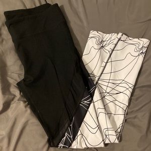 Black and white mesh detail fabletics leggings